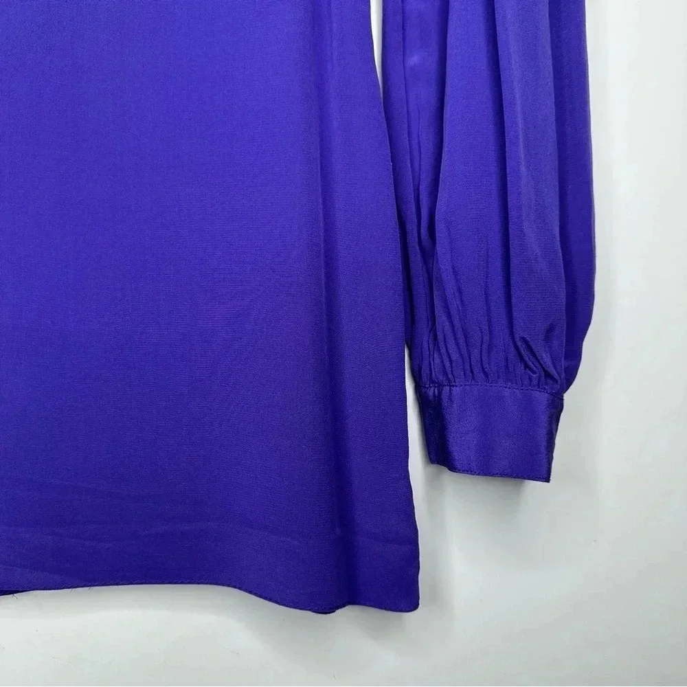 Tory Burch Purple Black Lace Embellished 100% Silk Blouse Size 4